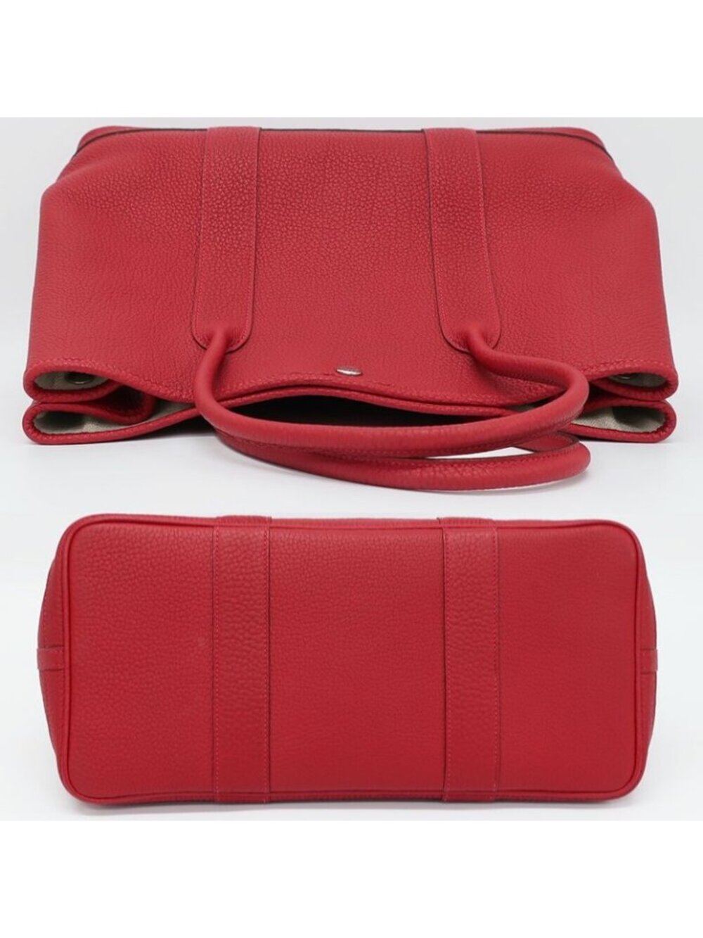 Hermes Garden Party PM Handbag Red Silver Hardware Negonda T Stamp - Picture 3 of 10